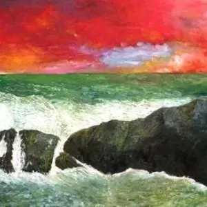 David Moore — Red Sky, Sea & Rocks